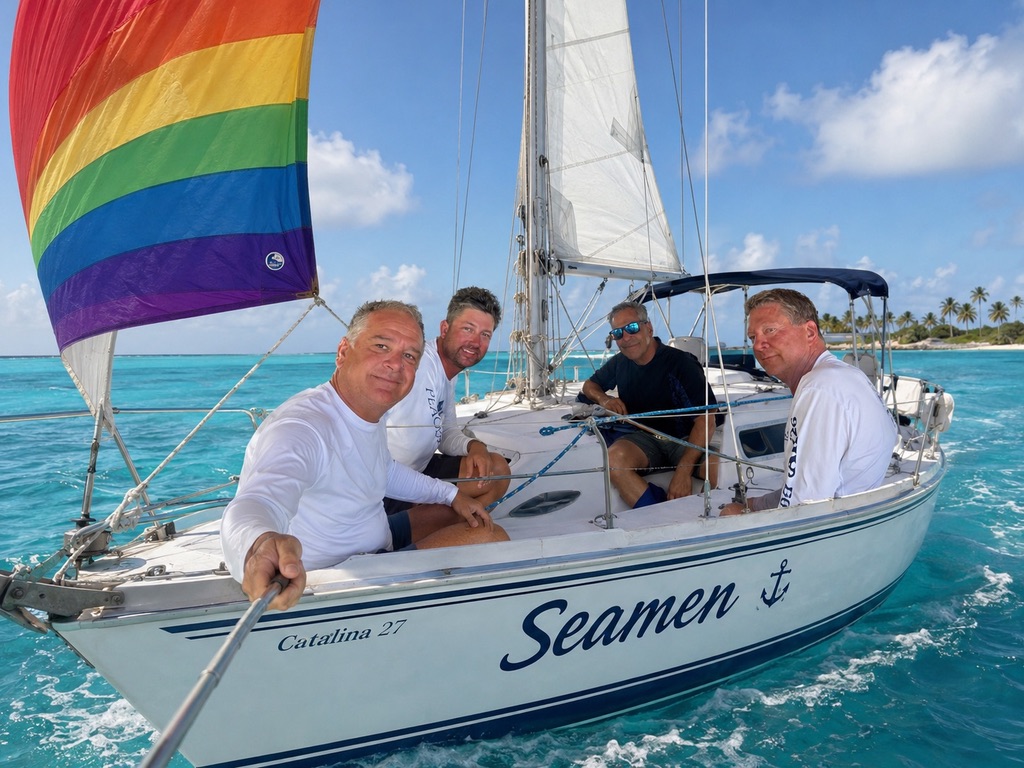 The Catalina Boys aboard Seamen, a Catalina 27 sailboat